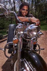 Michael Tait on his 1997 Harley Davidson Heritage Softail